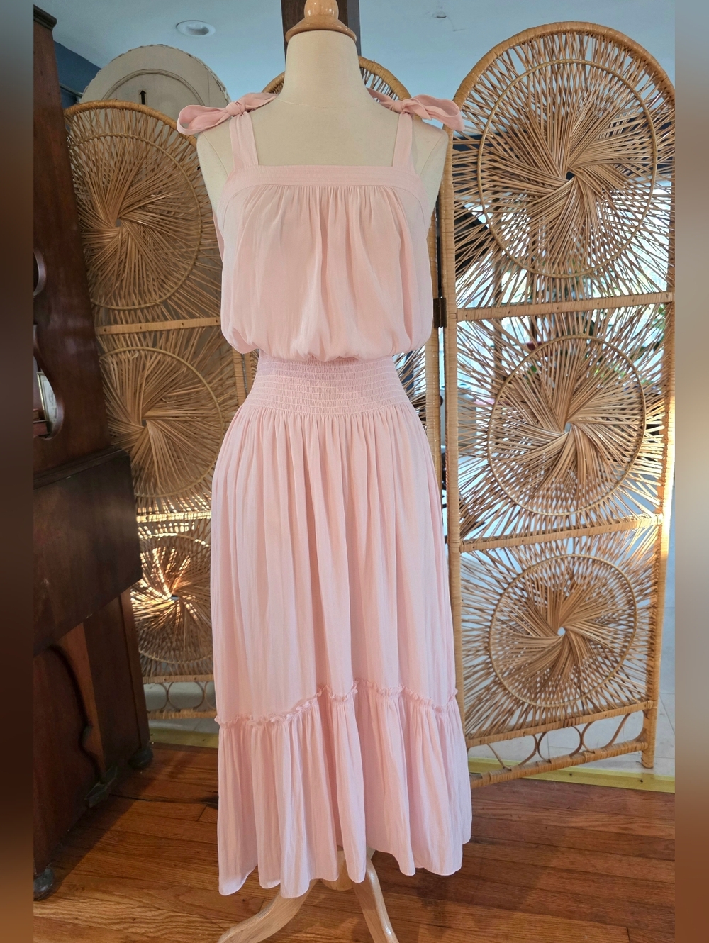 Ramy Brook Makenzie Blush Blouson Midi Dress Size XS